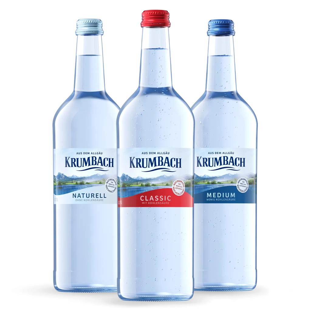 Krumbach Naturell, Classic und Medium – 0,75 L Individual Glasflaschen