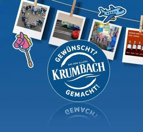 Krumbach Charity-Aktion „Gewünscht? Gemacht!“ 2025 mit Radio7 – Collage aus Vereinsfotos und bunten Stickern