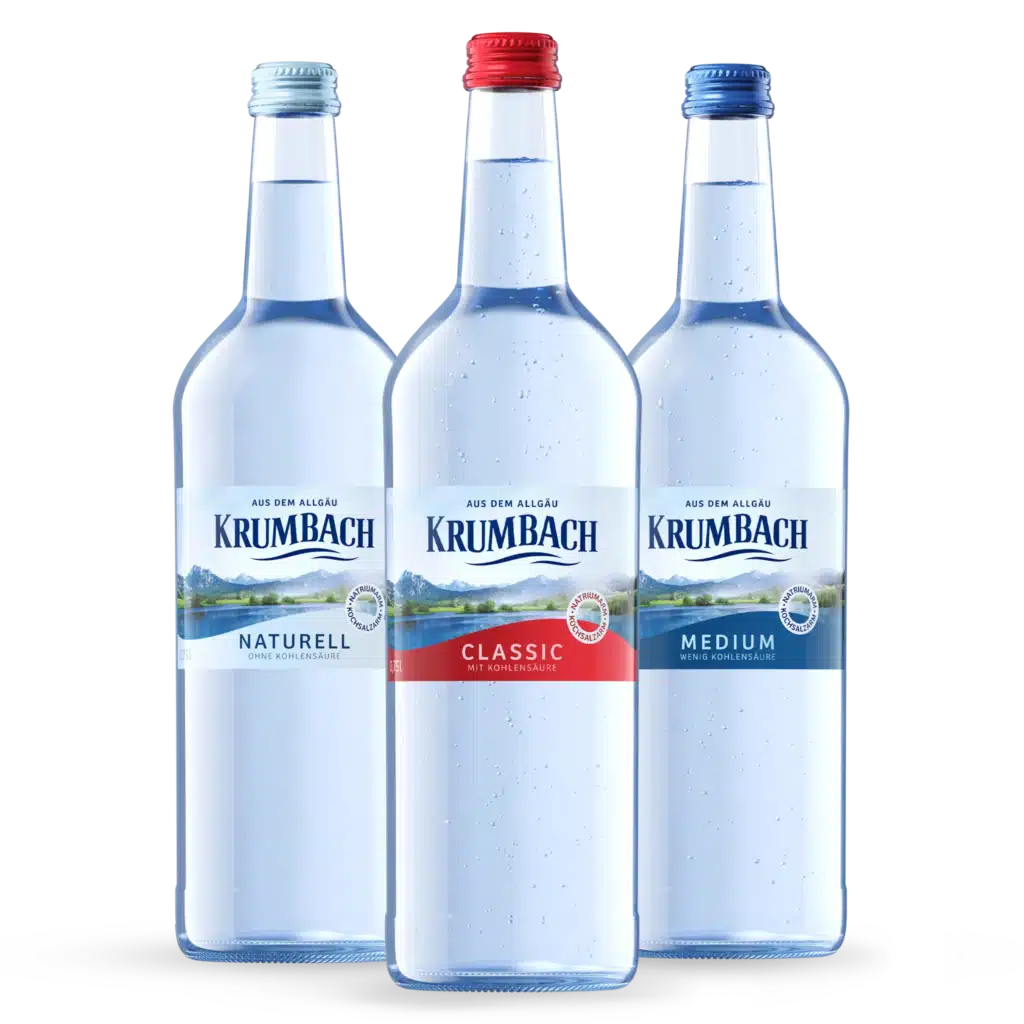 Krumbach Naturell, Classic und Medium – 0,75 L Individual Glasflaschen