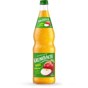 Krumbach Direktsaftschorlen-Flasche im 0,7 Liter Glas-Gebinde der Sorte Apfel