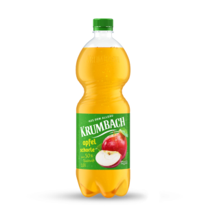 Krumbach Direktsaftschorlen-Flasche im ein Liter PET-Gebinde der Sorte Apfel