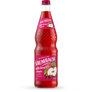 Krumbach Direktsaftschorlen-Flasche im 0,7 Liter Glas-Gebinde der Sorte Apfel-Kirsch
