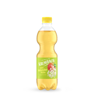 Krumbach Fruchtsaftgetränk-Flasche im 0,5 Liter PET-Gebinde der Sorte Apfel-Holunderblüte