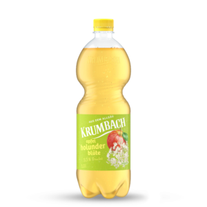 Krumbach Fruchtsaftgetränk-Flasche im 0,5 Liter PET-Gebinde der Sorte Apfel-Holunderblüte
