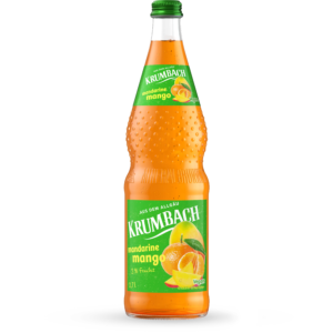 Krumbach Fruchtsaftgetränk-Flasche im 0,7 Liter Glas-Gebinde der Sorte Mandarine-Mango