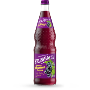 Krumbach Fruchtsaftgetränk-Flasche im 0,7 Liter Glas-Gebinde der Sorte Schwarze Johannisbeere