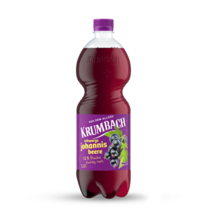 Krumbach Fruchtsaftgetränk-Flasche im ein Liter PET-Gebinde der Sorte Schwarze Johannisbeere