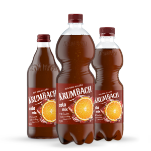 Krumbach Limonaden-Flaschen in verschiedenen Gebinden der Sorte Cola-Mix