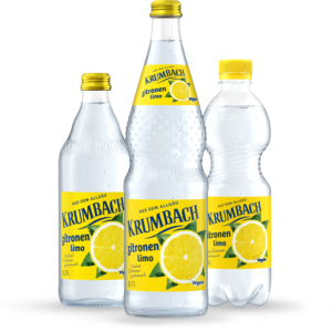 Krumbach Limonaden-Flaschen in verschiedenen Gebinden der Sorte Zitrone