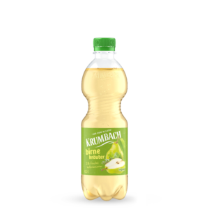Krumbach kalorienarme Getränke-Flasche im 0,5 Liter PET-Gebinde der Sorte Birne-Kräuter