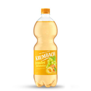 Krumbach kalorienarme Getränke-Flasche im ein Liter PET-Gebinde der Sorte Traube-Mirabelle