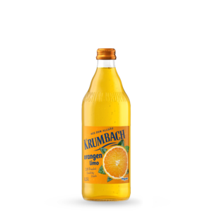 Krumbach Limonaden-Flasche im 0,5 Liter Glas-Gebinde der Sorte Orange