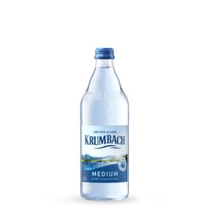 Krumbach Mineralwasser-Flasche im 0,5 Liter Glas-Gebinde und in der Sorte Medium